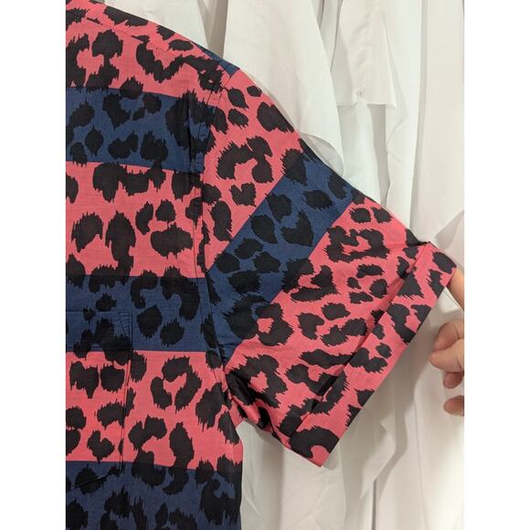 Pink & Navy Leopard Print Cotton Short Sleeve Size L by Marc by Marc Jacobs - Picture 8 of 11